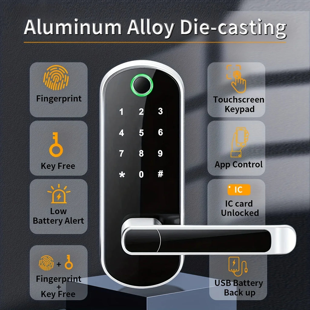 HomeAura Smart Fingerprint Door Lock – Keyless WiFi & App Control