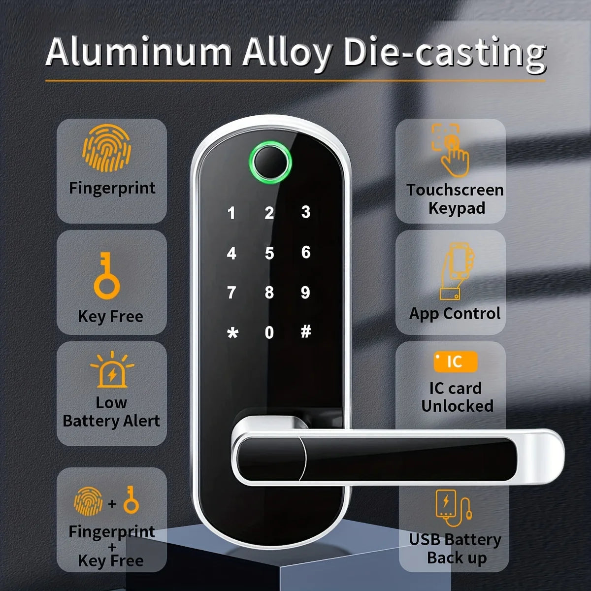 HomeAura Smart Fingerprint Door Lock – Keyless WiFi & App Control