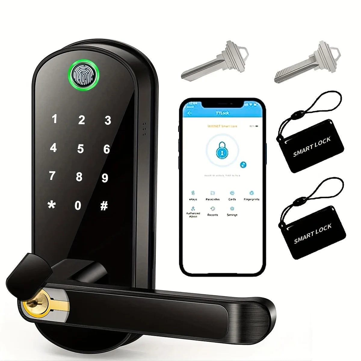 HomeAura Smart Fingerprint Door Lock – Keyless WiFi & App Control