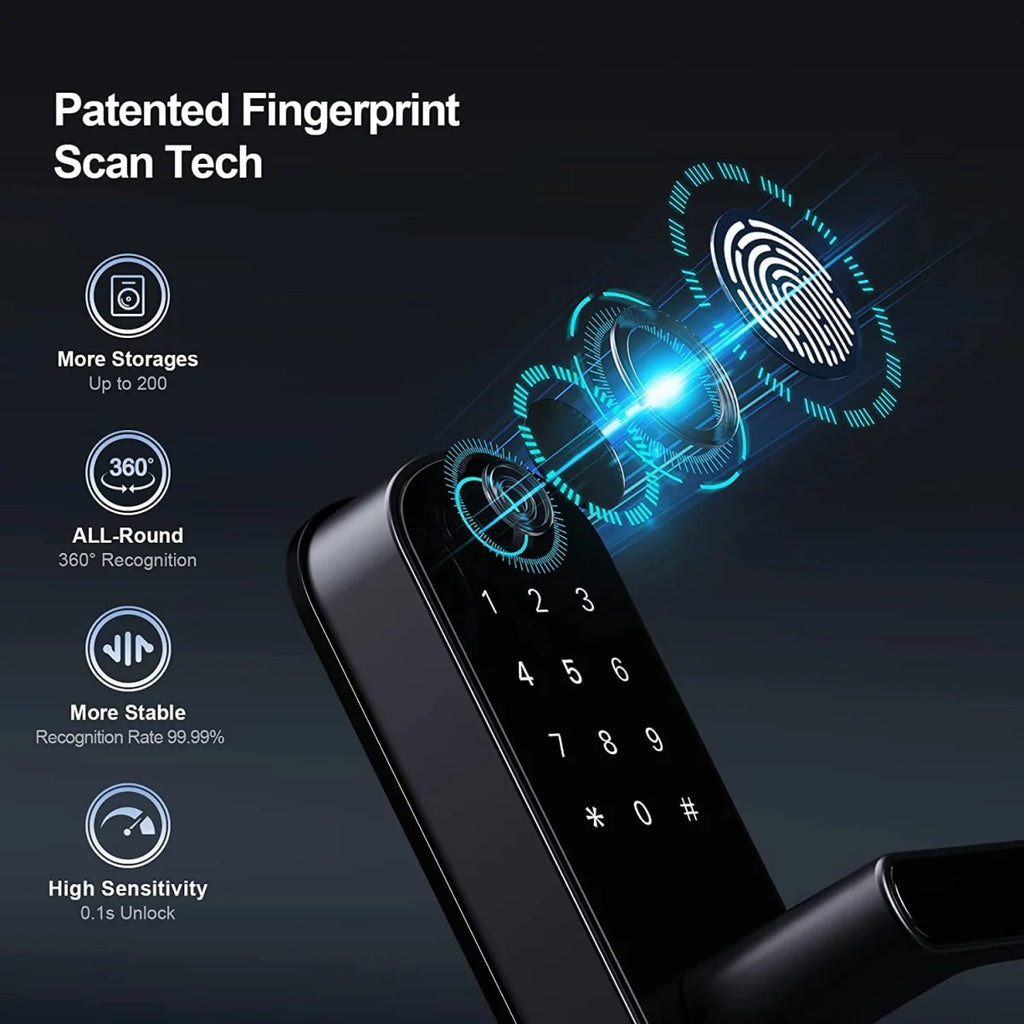 HomeAura Smart Fingerprint Door Lock – Keyless WiFi & App Control