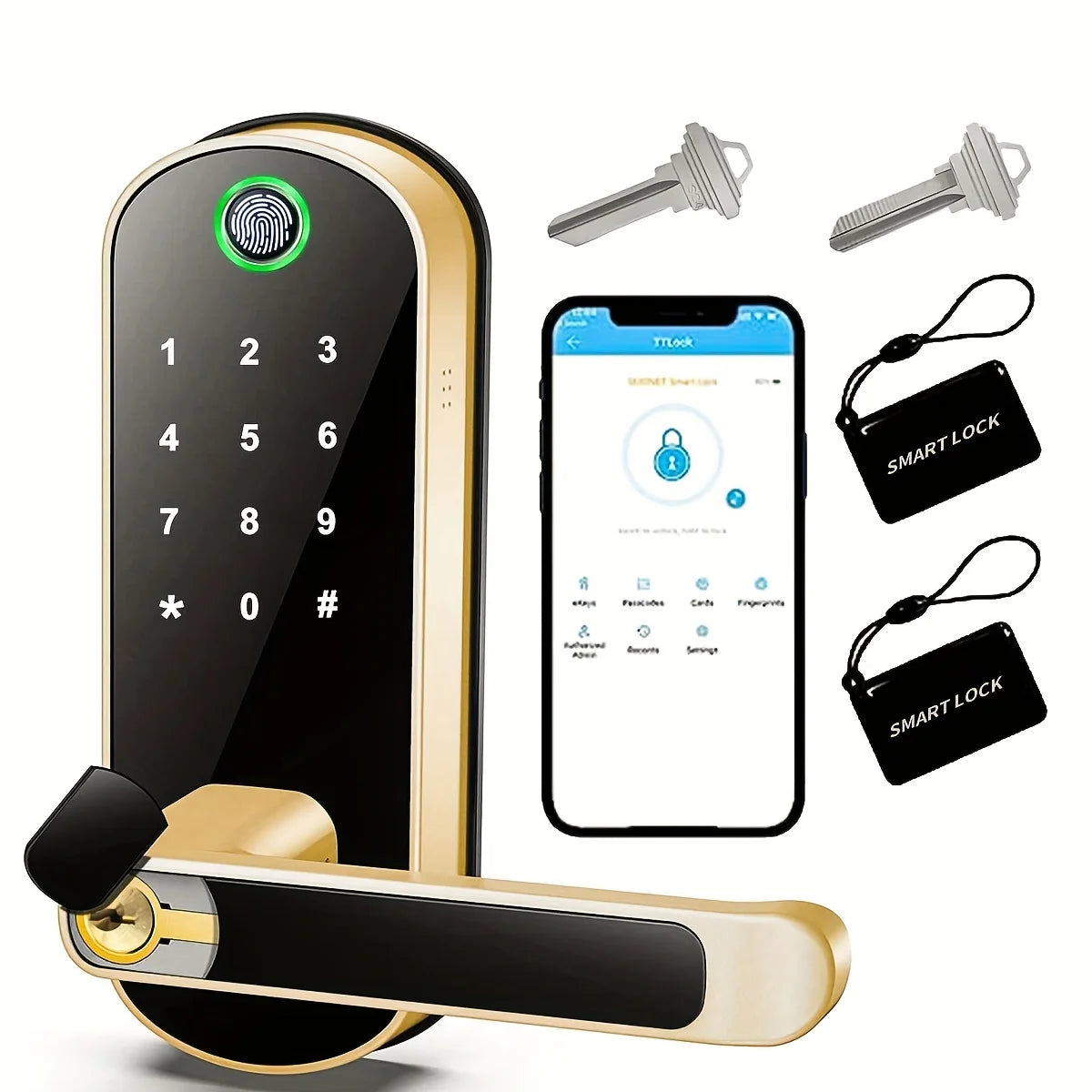 HomeAura Smart Fingerprint Door Lock – Keyless WiFi & App Control
